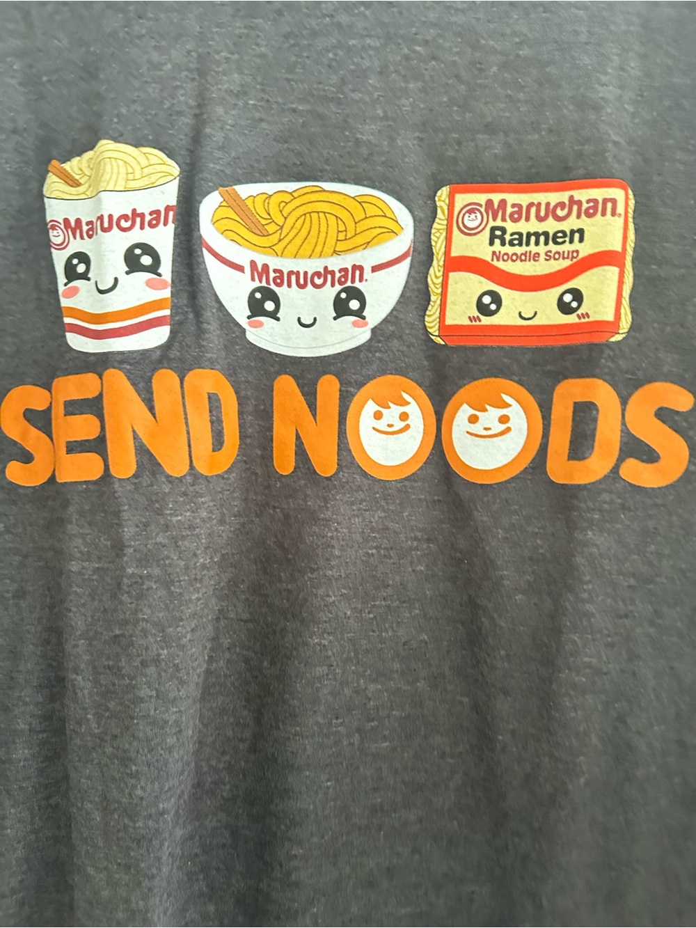Authentic Maruchan "Send Noods" Unisex Graphic Tee – Charcoal Heather Size XL - Picture 2 of 4